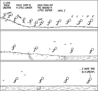 Illustration for article titled xkcd takes a flying lesson from Douglas Adams....